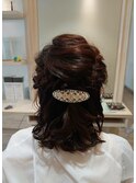 編み込みハーフアップ