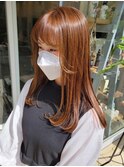 甘いオレンジカラーのガーリーロング