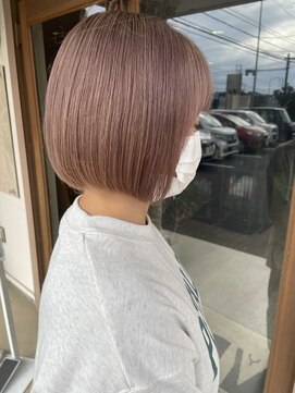 マイ ヘア デザイン 岡崎(MY hair design) ハイトーンダブルカラーモーヴピンク×丸み切りっぱなしボブ