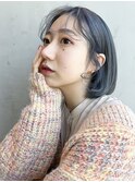 春っぽ柔らかボブ_斜めバンググレージュカラーシルキー_89122