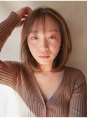 韓国顔まわりレイヤーカットグレージュオリーブベージュブラウン