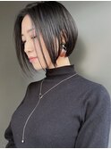 【morio池袋】大人可愛い黒髪前下がりショートボブ♪