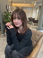 エメ 北花田(Aime)&nbsp;美髪セミディマロンベージュレイヤーカットヘルシースタイル