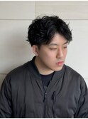 波巻きパーマ/センターパート/メンズ/大人/男子/ビジネス/