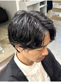 MEN’S HAIR/サーフカール/刈り上げセンターパート/北堀江　M