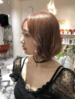 ステラ ヘア デザイン サロン(STELLA hair design salon)&nbsp;オトナ女子　巻髪ボブ　ピンクベージュ　【杉若】