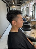 かき上げアップバング 眉毛カット 海老名メンズカット 短髪