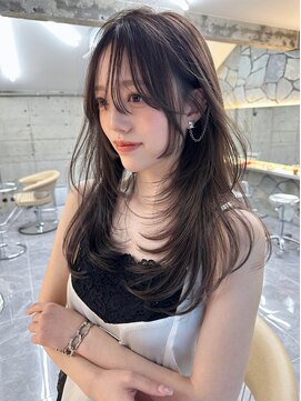 サイン 渋谷(SIGN) 韓国ヘアハッシュカットレイヤーカットグレージュブリーチ無し