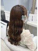 編み込みダウンスタイル