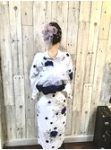 プロが着つけする、着崩れしない浴衣の着付けとヘアセット