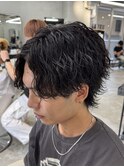 熊本メンズパーマ センターパート 波巻き ツイスパ MEN'S HAIR