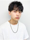 大人男性ナチュラルパーマビジカジ清潔感アッシュブラック