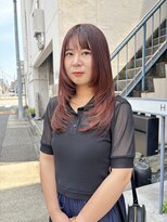ヘアー アイス 御器所本店(HAIR ICI)&nbsp;暖色レッドブラウンカラー顔周りレイヤーカット