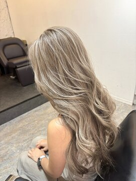 ブレンド 渋谷(BLend) ハイライトカラーくびれヘアアプリコットオレンジ