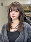 美髪レイヤーカット/顔まわりレイヤー/くびれロングレイヤー