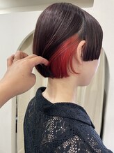 イチエ(icie)&nbsp;【渡部】ボブ×オレンジレッドのインナーカラー