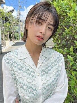 ミィ 表参道(mee.) デザインカラー/レイヤーカット/ウェットヘア/オリーブベージュ