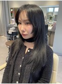 顔まわりカットレイヤーカットハイレイヤーロングヘア
