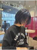 ネイビーカラー ウルフヘアー デザインカラー