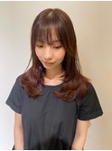 レイヤー オレンジピンク 福井美容室