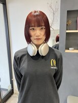 ラミエバイメルト 下北沢(lamie by melt)&nbsp;姫カット切りっぱなしボブ顔まわりレイヤーボルドーカラー暖色