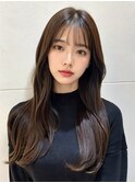 透明感ブラウン×艶レイヤーカット小顔抜群×韓国風くびれロング