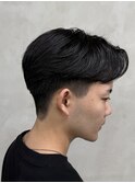 メンズセンターパートニュアンスパーマアップバング