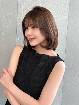 シーシンジュク 新宿南口(Sea shinjuku) ココアベージュ×レイヤー[小顔/黒髪/オリーブグレー]