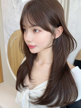 アフロートリノ(AFLOAT Leino) 前髪顔まわり小顔似合わせミディアムレイヤーグレージュカラー！