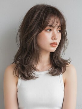くびれ/レイヤー/ハイライト/外ハネ/渋谷/透明感/ミディアム