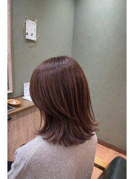 ヘアーディープ(hair deep) 外ハネボブ×ピンクベージュ