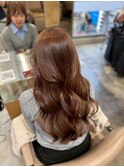 チョコブラウンブリーチなしダブルカラーハッシュカットレイヤー