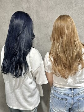 エアー 青山(AIR) ハイトーンカラーブルーカラーミルクティーベージュ