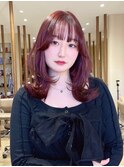 レイヤーカット／ブリーチなし・ワンカラー・レッドブラウン
