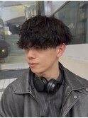 緩めシャドウパーマメンズマッシュウルフカット大阪波巻きパーマ