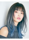 【韓国・レイヤー】インナーカラーエンドカラーブルー