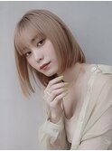 【GEEKS渋谷】レイヤーボブ/ミルクティーベージュ/初ブリーチ/艶
