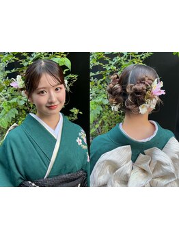 早朝受付可◎《振袖着付け＋ヘアセット\29,000~》一生に一度の成人式を可愛く&華やかに演出します！