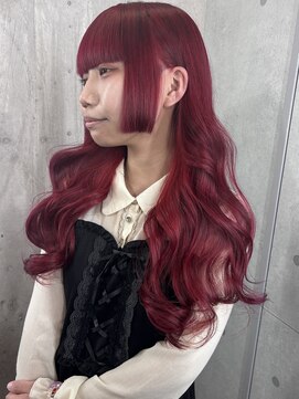 ドアベルヘアリビング(Door Bell hair Living) レッドカラー×ダブルカラー×デザインカラー