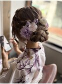 編み込みシニヨンヘアセット