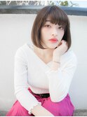 ワンカールボブ シースルーバング ブラウン