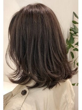 ネックス 表参道本店(nex) 魅力倍増カールセミディショートヘア姫カットダークアッシュ白髪