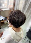 立体感ハイライトオンカラー大人丸みショート30代40代50代