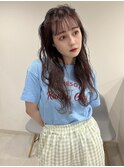 ピンクブラウンハーフアップアレンジ