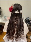 ハーフアップ×編みおろし