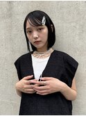 ◎切りっぱなしボブ縮毛矯正ショートボブストレートパーマ