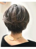 髪質改善 ショートボブ ハイライト
