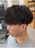栃木メンズパーマメンズカットセンターパートメンズマッシュ緩め