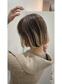 プレイングカラー/グラデーションハイライト/ 切りっぱなしボブ