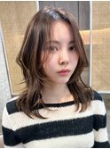 ハッシュカットハッシュボブバタフライカットヘーゼルベージュ